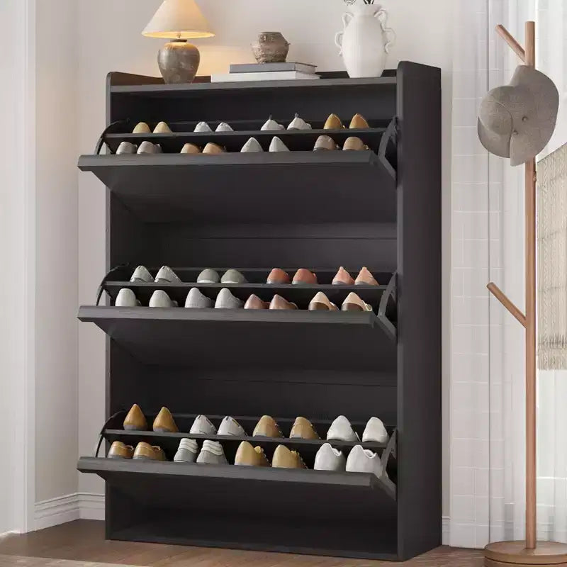 Wooden Shoe Cabinet with 2 Flip Drawers with Adjustable Shelf for Entryway, Hallway, Living Room