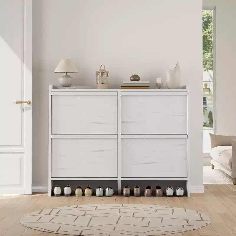 Wooden Shoe Cabinet with 2 Flip Drawers with Adjustable Shelf for Entryway, Hallway, Living Room