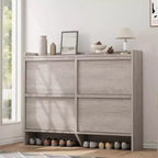 Wooden Shoe Cabinet with 2 Flip Drawers with Adjustable Shelf for Entryway, Hallway, Living Room