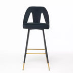 TROPOW Velvet Bar Stools with Back Support and Footrest, Upholstered Kitchen Chairs, Wide Cushion Counter Stools for Bar Cafe, Set of 2, 28 Black