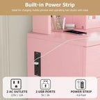 GustoWave Vanity Table Set with Illuminated Mirror, Storage Stool & Expandable Top - Makeup Dressing Desk with Cabinet & Shelves