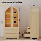Bestier 70 Tall Storage Cabinet with LED Lights, Food Pantry Arched Storage Cabinet with Adjustable Shelves & 2 Drawers for Kitchen & Living Room