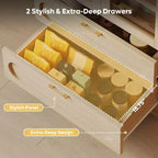 Bestier 70 Tall Storage Cabinet with LED Lights, Food Pantry Arched Storage Cabinet with Adjustable Shelves & 2 Drawers for Kitchen & Living Room