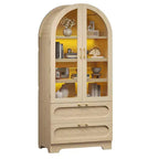 Bestier 70 Tall Storage Cabinet with LED Lights, Food Pantry Arched Storage Cabinet with Adjustable Shelves & 2 Drawers for Kitchen & Living Room