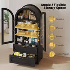 Bestier 70 Tall Storage Cabinet with LED Lights, Food Pantry Arched Storage Cabinet with Adjustable Shelves & 2 Drawers for Kitchen & Living Room