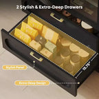 Bestier 70 Tall Storage Cabinet with LED Lights, Food Pantry Arched Storage Cabinet with Adjustable Shelves & 2 Drawers for Kitchen & Living Room