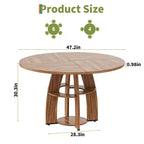 47 Round Dining Table for 46, Modern Wooden Circle Kitchen Table with Storage Shelf, Adjustable Feet, Easy Assembly & Cleaning