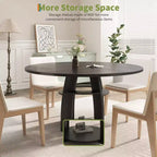 47 Round Dining Table for 46, Modern Wooden Circle Kitchen Table with Storage Shelf, Adjustable Feet, Easy Assembly & Cleaning