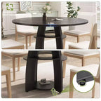 47 Round Dining Table for 46, Modern Wooden Circle Kitchen Table with Storage Shelf, Adjustable Feet, Easy Assembly & Cleaning