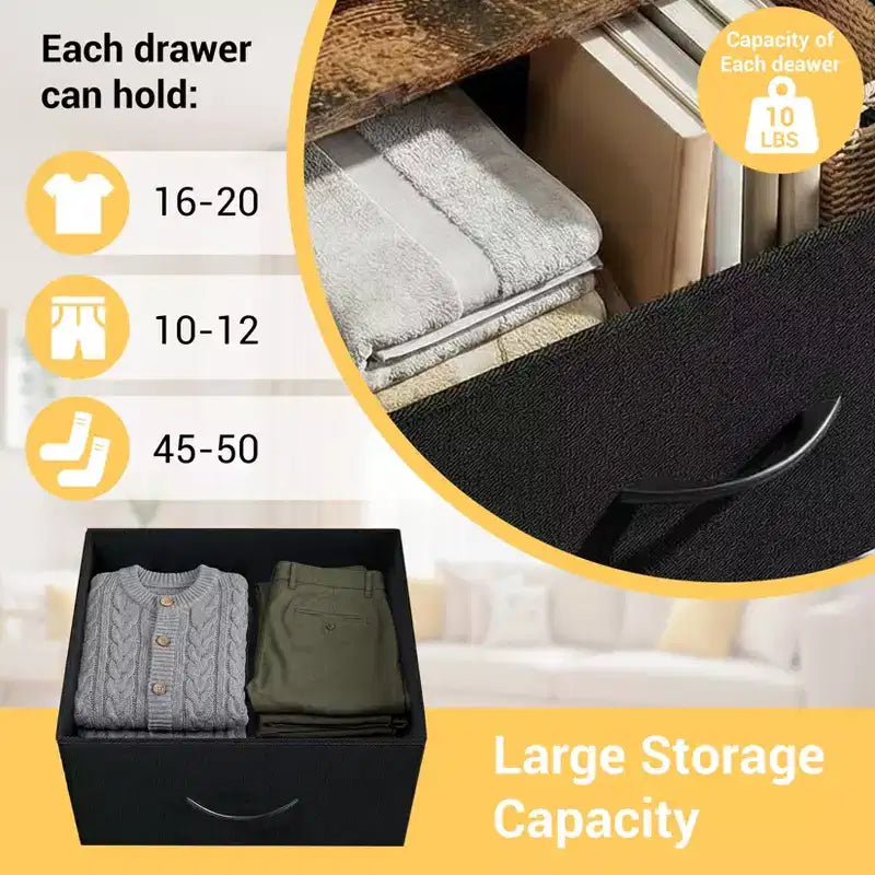 GustoWave 3-Drawer Dresser with Removable Fabric Bins, Multi-Functional Storage Organizer for Bedroom, Living Room, Closet