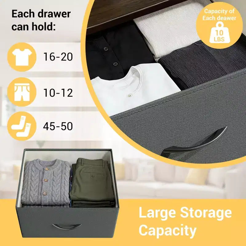 GustoWave 3-Drawer Dresser with Removable Fabric Bins, Multi-Functional Storage Organizer for Bedroom, Living Room, Closet