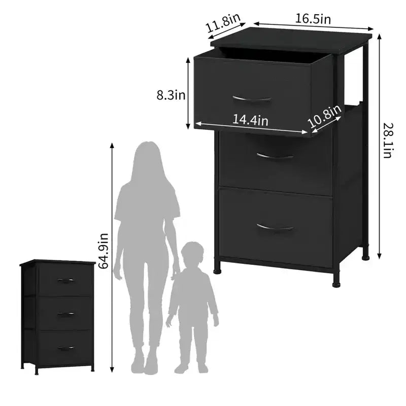 GustoWave 3-Drawer Dresser with Removable Fabric Bins, Multi-Functional Storage Organizer for Bedroom, Living Room, Closet