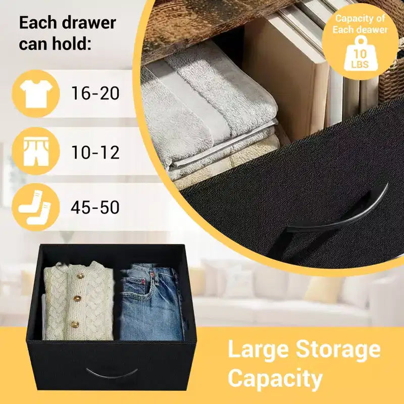 GustoWave 3-Drawer Dresser with Removable Fabric Bins, Multi-Functional Storage Organizer for Bedroom, Living Room, Closet