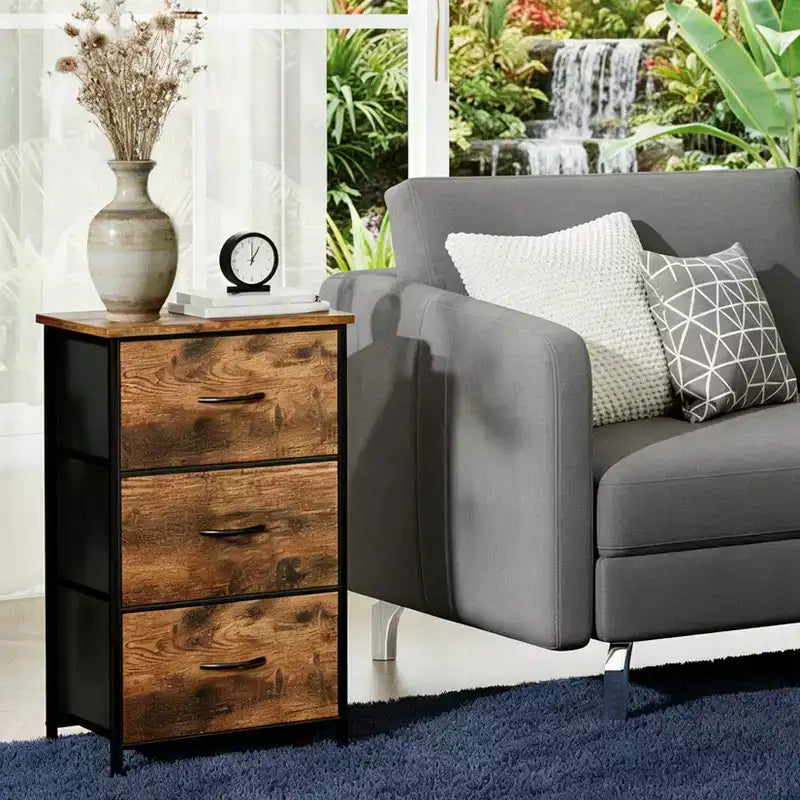 GustoWave 3-Drawer Dresser with Removable Fabric Bins, Multi-Functional Storage Organizer for Bedroom, Living Room, Closet