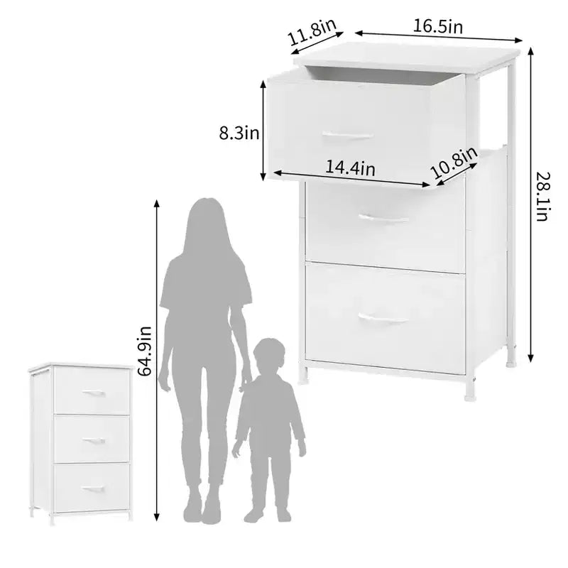 GustoWave 3-Drawer Dresser with Removable Fabric Bins, Multi-Functional Storage Organizer for Bedroom, Living Room, Closet