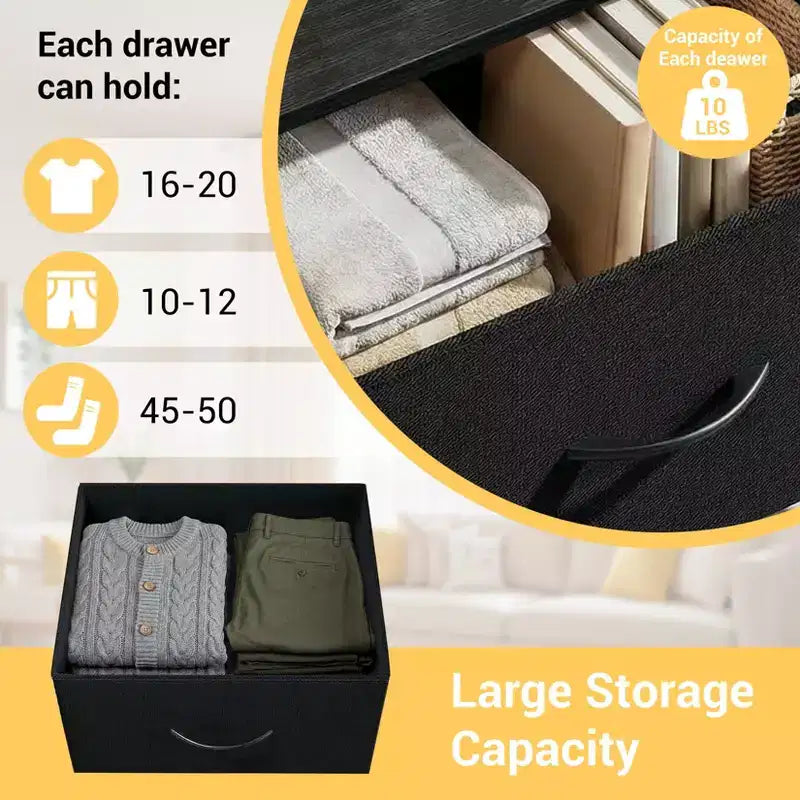 GustoWave 3-Drawer Dresser with Removable Fabric Bins, Multi-Functional Storage Organizer for Bedroom, Living Room, Closet