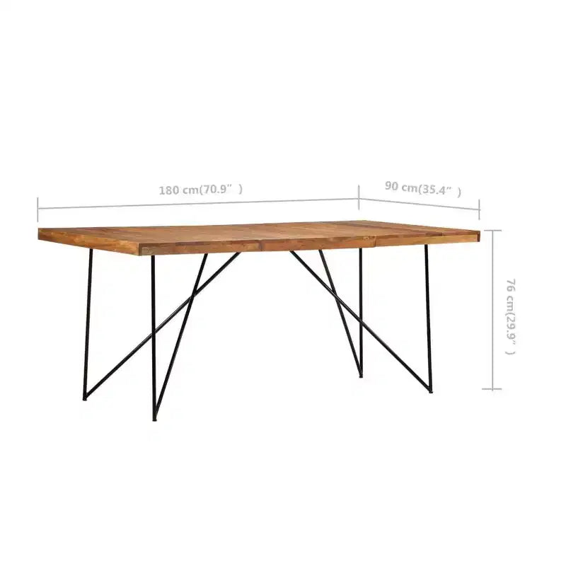 Industrial Dining Table - Solid Wood & Steel