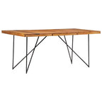 Industrial Dining Table - Solid Wood & Steel