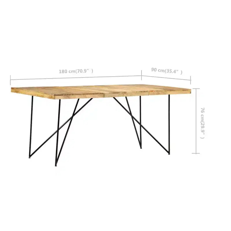 Industrial Dining Table - Solid Wood & Steel