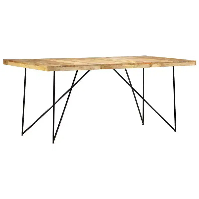 Industrial Dining Table - Solid Wood & Steel