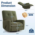 Nursery Recliner Chair, 360 Swivel Rocking Glider Chair, with Adjustable Backrest, Footrest, for Living Rooms, Bedrooms