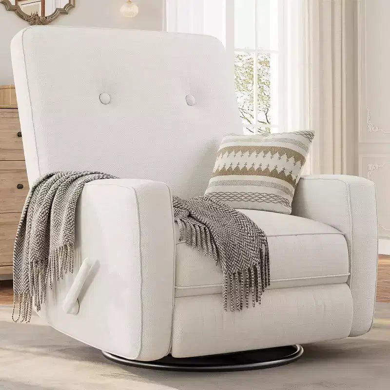 Nursery Recliner Chair, 360 Swivel Rocking Glider Chair, with Adjustable Backrest, Footrest, for Living Rooms, Bedrooms