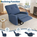 Nursery Recliner Chair, 360 Swivel Rocking Glider Chair, with Adjustable Backrest, Footrest, for Living Rooms, Bedrooms