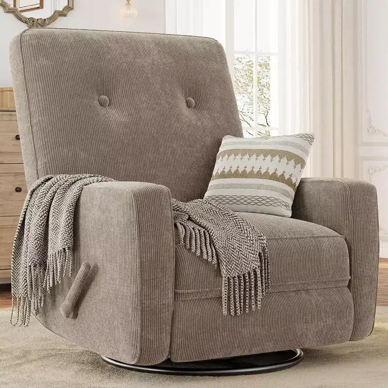 Nursery Recliner Chair, 360 Swivel Rocking Glider Chair, with Adjustable Backrest, Footrest, for Living Rooms, Bedrooms