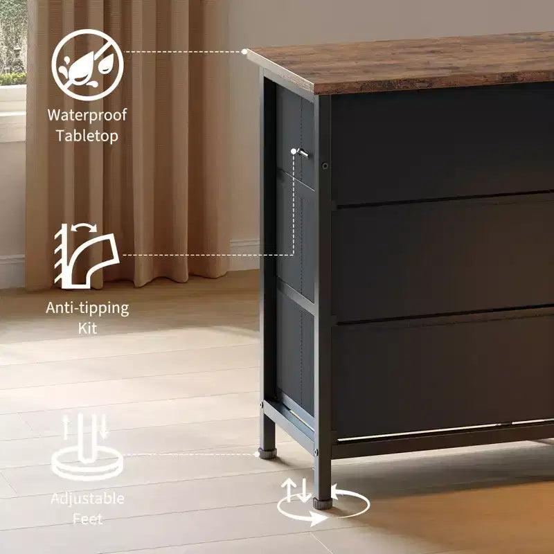 70 Inch Long Dresser & TV Stand for 65-80 Inch TVs - Modern Fabric Storage Chest with 13 Drawers, Wide Sturdy Cabinet