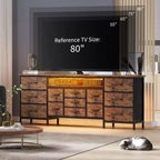 70 Inch Long Dresser & TV Stand for 65-80 Inch TVs - Modern Fabric Storage Chest with 13 Drawers, Wide Sturdy Cabinet