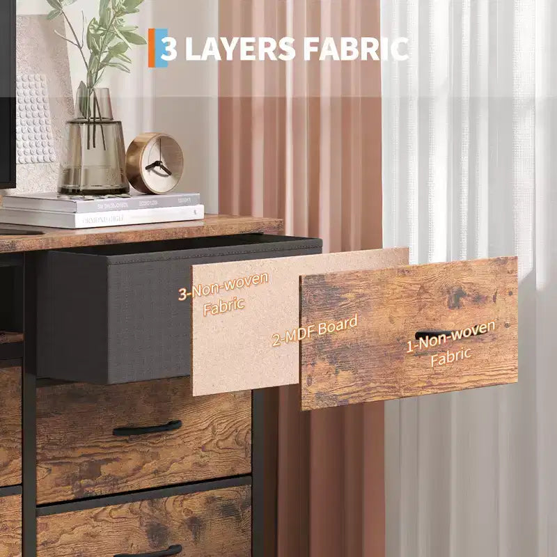 70 Inch Long Dresser & TV Stand for 65-80 Inch TVs - Modern Fabric Storage Chest with 13 Drawers, Wide Sturdy Cabinet