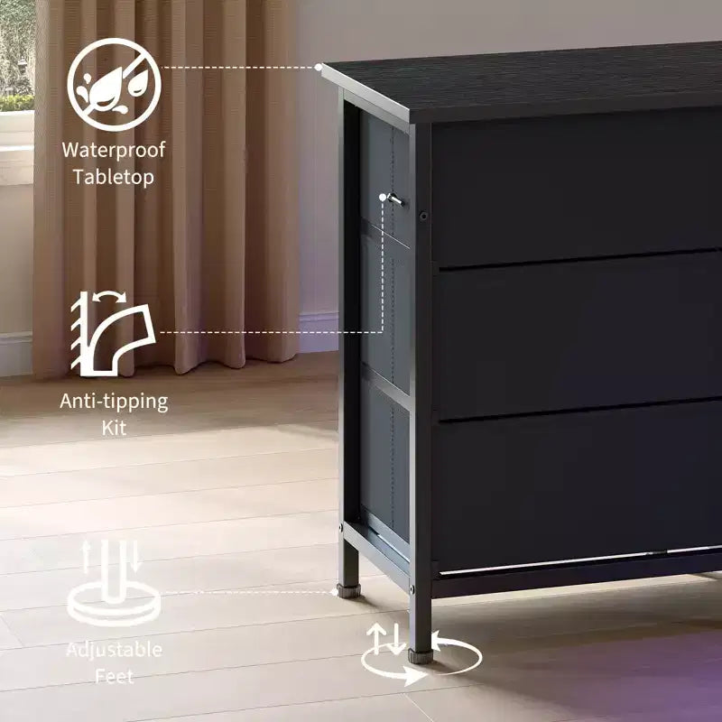 70 Inch Long Dresser & TV Stand for 65-80 Inch TVs - Modern Fabric Storage Chest with 13 Drawers, Wide Sturdy Cabinet