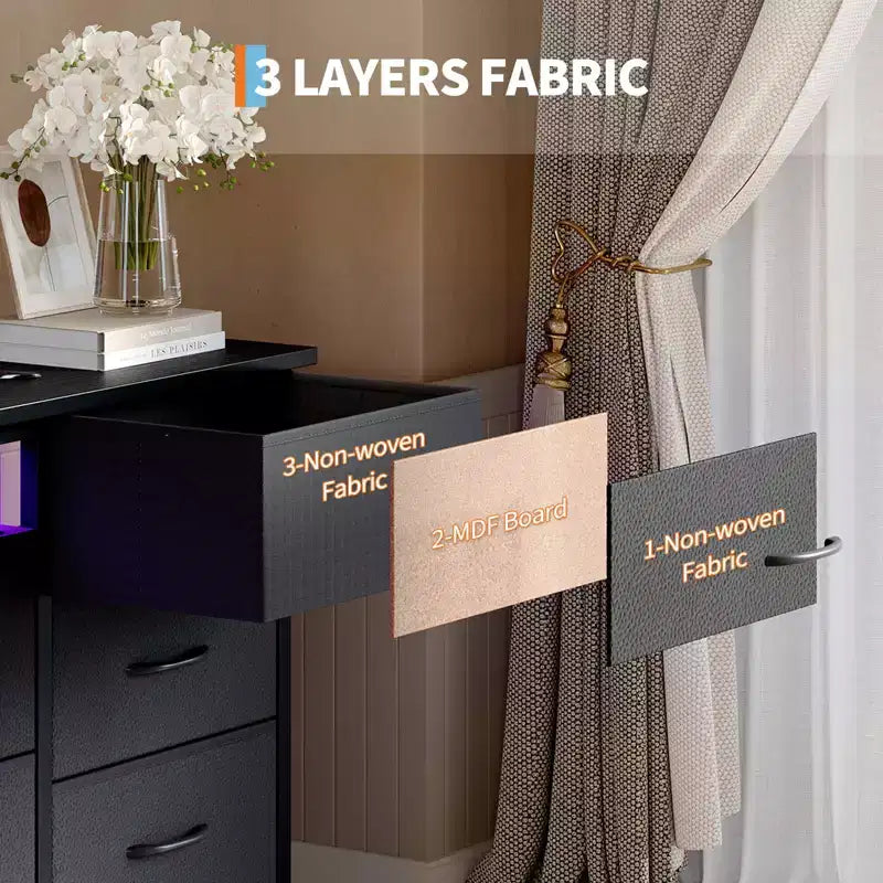 70 Inch Long Dresser & TV Stand for 65-80 Inch TVs - Modern Fabric Storage Chest with 13 Drawers, Wide Sturdy Cabinet