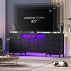 70 Inch Long Dresser & TV Stand for 65-80 Inch TVs - Modern Fabric Storage Chest with 13 Drawers, Wide Sturdy Cabinet