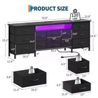 70 Inch Long Dresser & TV Stand for 65-80 Inch TVs - Modern Fabric Storage Chest with 13 Drawers, Wide Sturdy Cabinet