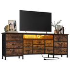 70 Inch Long Dresser & TV Stand for 65-80 Inch TVs - Modern Fabric Storage Chest with 13 Drawers, Wide Sturdy Cabinet