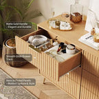 Modern Fluted 6-Drawer Dresser - 47 Wide Wooden Chest with Metal Handles - Spacious Storage Cabinet & Closet Organizer