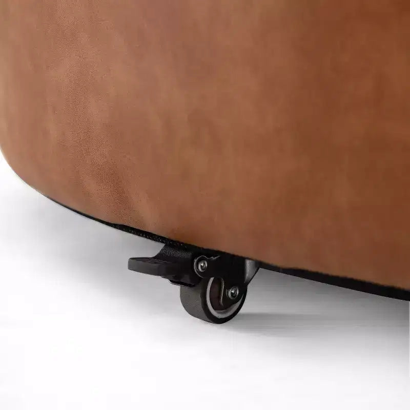 Christopher Knight Home Camila Modern Wooden Faux Leather Upholstered Round Storage Ottoman with Wheels and Removable Lid
