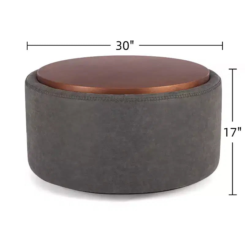 Christopher Knight Home Camila Modern Wooden Faux Leather Upholstered Round Storage Ottoman with Wheels and Removable Lid