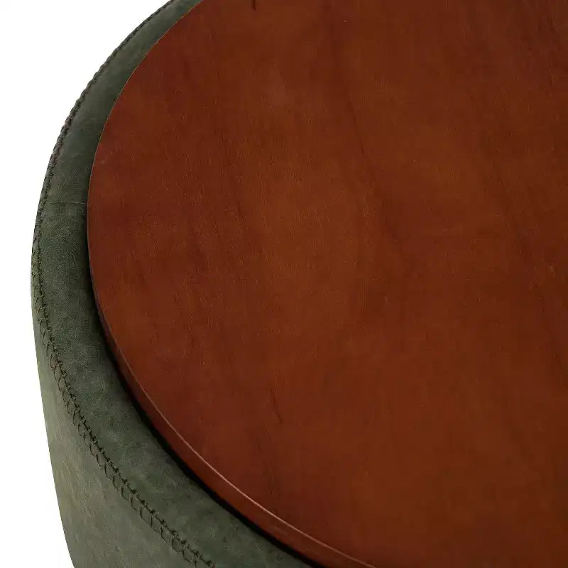 Christopher Knight Home Camila Modern Wooden Faux Leather Upholstered Round Storage Ottoman with Wheels and Removable Lid