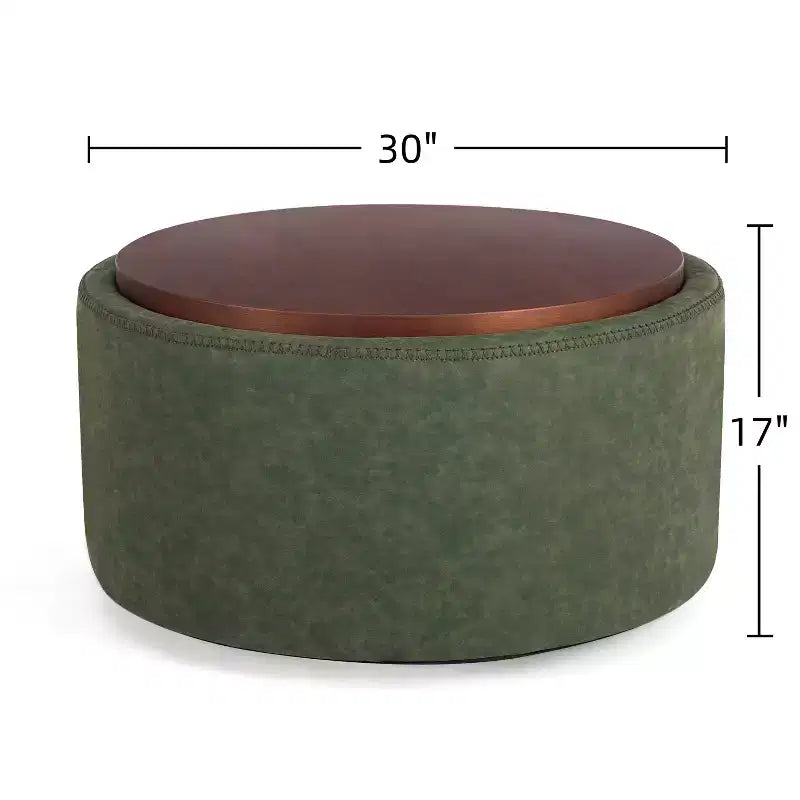 Christopher Knight Home Camila Modern Wooden Faux Leather Upholstered Round Storage Ottoman with Wheels and Removable Lid