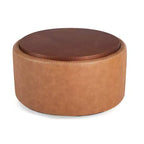 Christopher Knight Home Camila Modern Wooden Faux Leather Upholstered Round Storage Ottoman with Wheels and Removable Lid