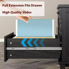 Double Workstation Desk for Home Office, Extra-Large Desk with Adjustable Storage Cabinets, Full-Extension Drawers & Charging Station