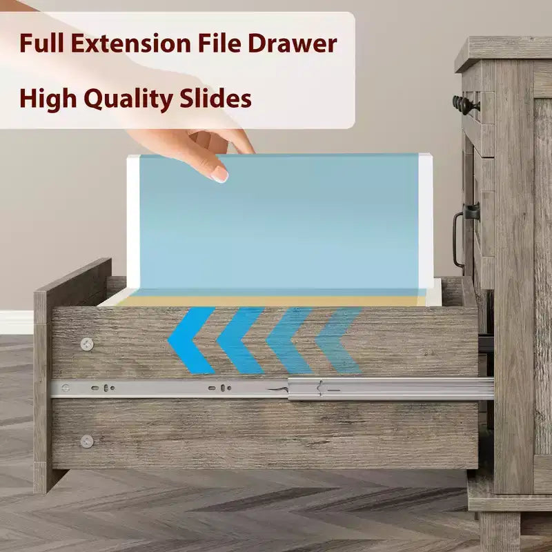 Double Workstation Desk for Home Office, Extra-Large Desk with Adjustable Storage Cabinets, Full-Extension Drawers & Charging Station