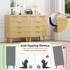 GDFStudio Kerri 5-Drawer Modern Boho Dresser with Wave Pattern Front