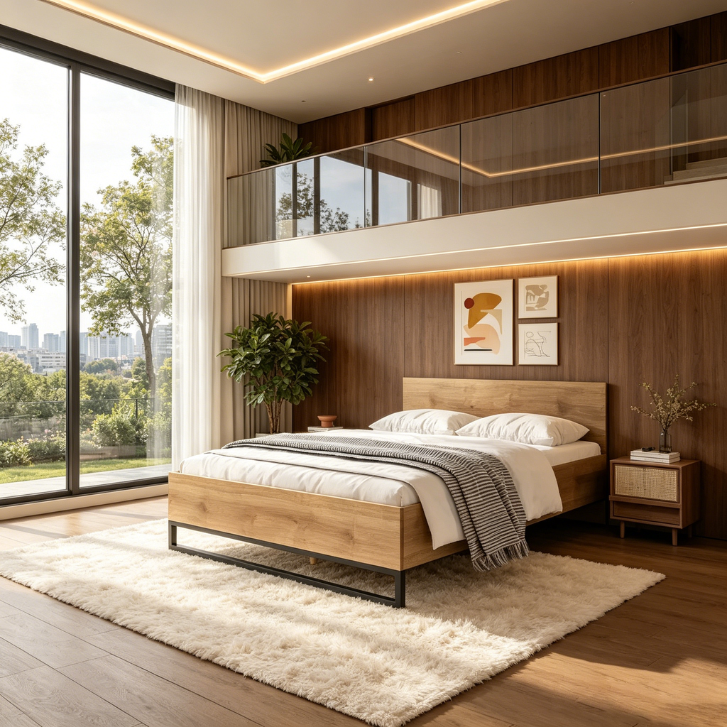 Cadre de lit en bois de pin pour chambre à coucher