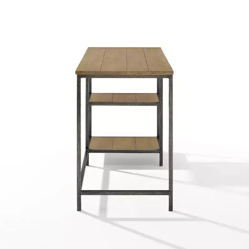 Brooke Desk Washed Oak - Crosley: Modern Industrial, Steel Frame, 42" Office with Fixed Shelves