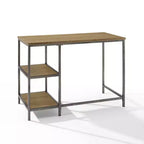 Brooke Desk Washed Oak - Crosley: Modern Industrial, Steel Frame, 42" Office with Fixed Shelves