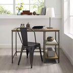 Brooke Desk Washed Oak - Crosley: Modern Industrial, Steel Frame, 42" Office with Fixed Shelves