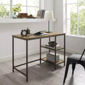 Brooke Desk Washed Oak - Crosley: Modern Industrial, Steel Frame, 42" Office with Fixed Shelves